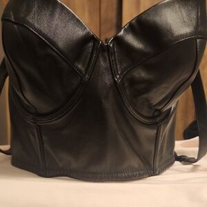 Victoria Secret's Black Faux-Leather Balconet/Bustier - NWT